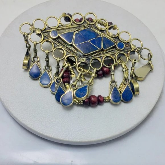 Lapis Lazuli Pendant Necklace With Beaded Chain, Handmade Beaded Chain Necklace, - Picture 9 of 12